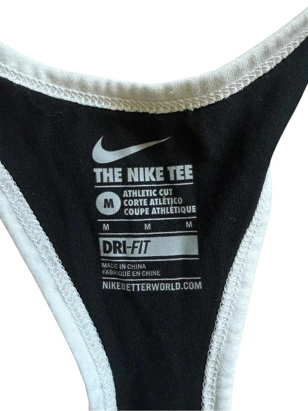Nike Dri-FIT Just Do It Racerback Tank Top Black White Swoosh Women’s M Gym